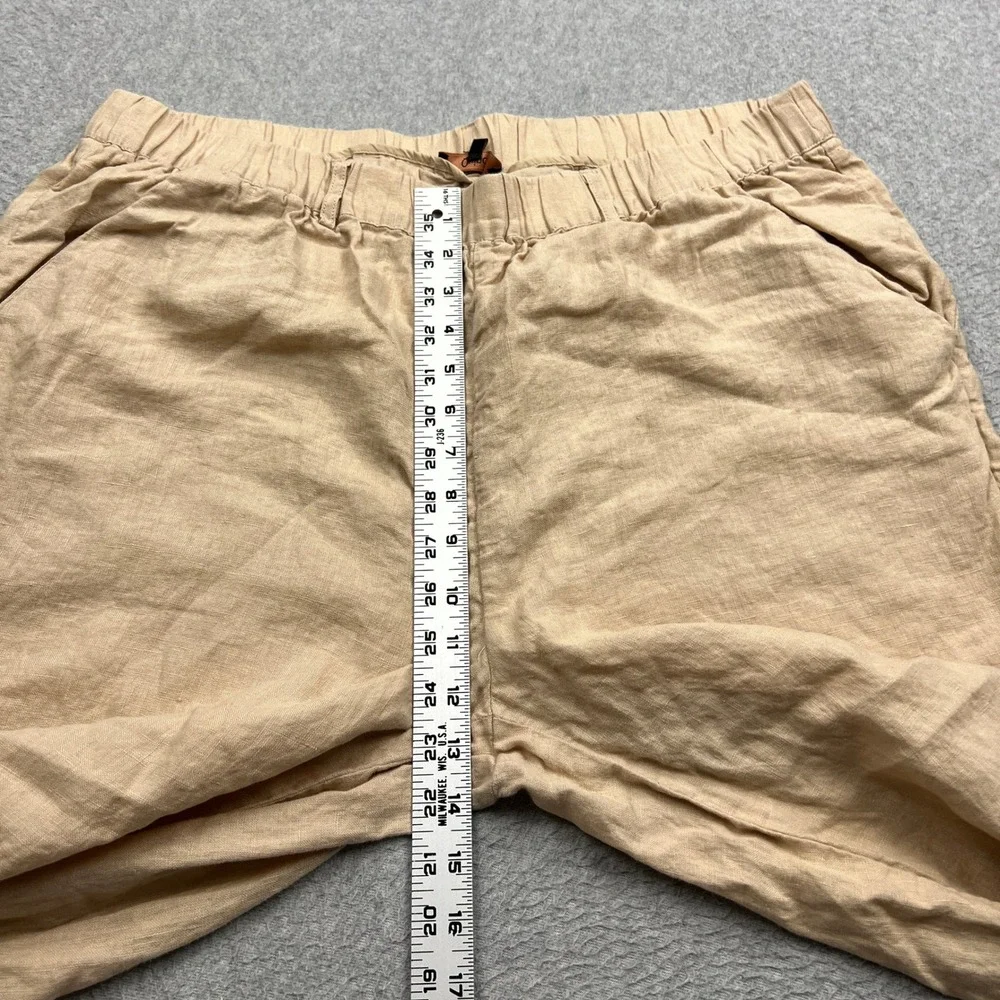 Quince 100% European Linen Pants Womens XL Driftwood Beige Wide Leg Cropped 25